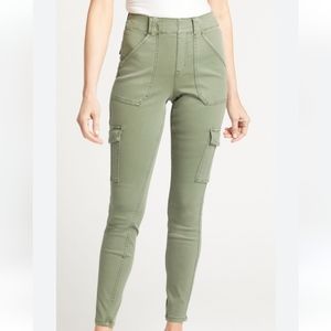 SPANX Women's Small Green Stretch Twill High Rise Ankle Skinny Cargo Pants New